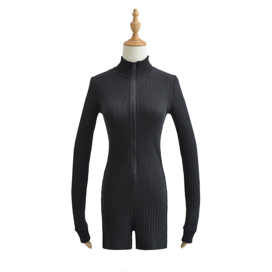 Women's Half Turtleneck Knitted Long-sleeved Summer Sexy Jumpsuits