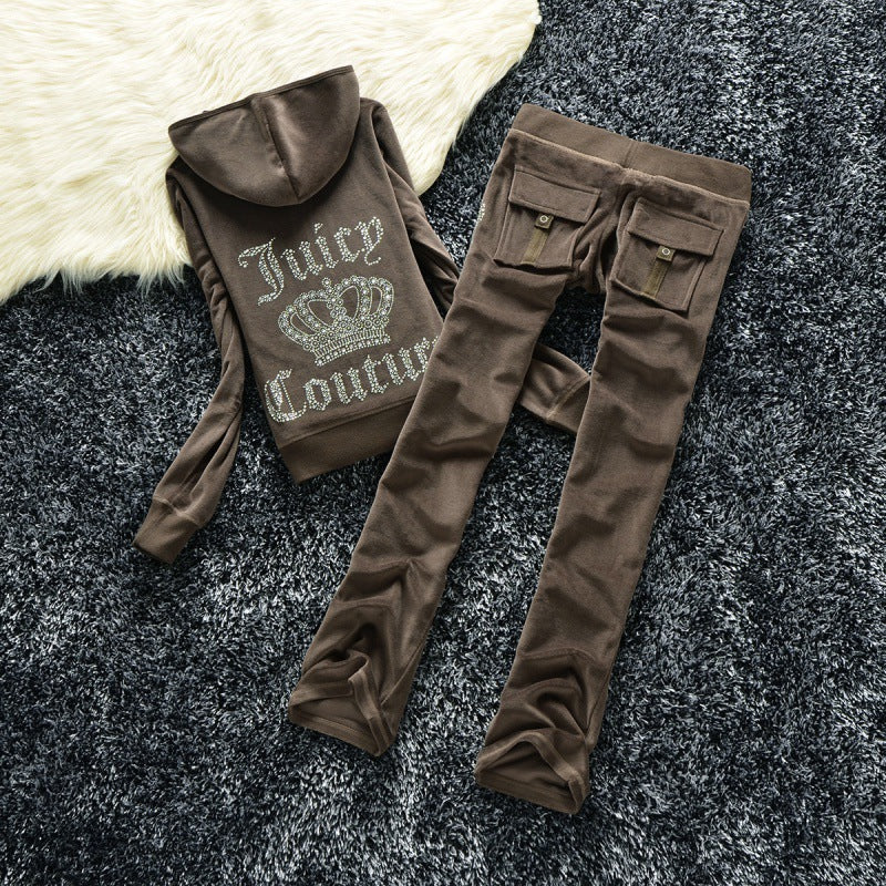 Women's Silk Veet Crown Hot Drilling Lettered Coats
