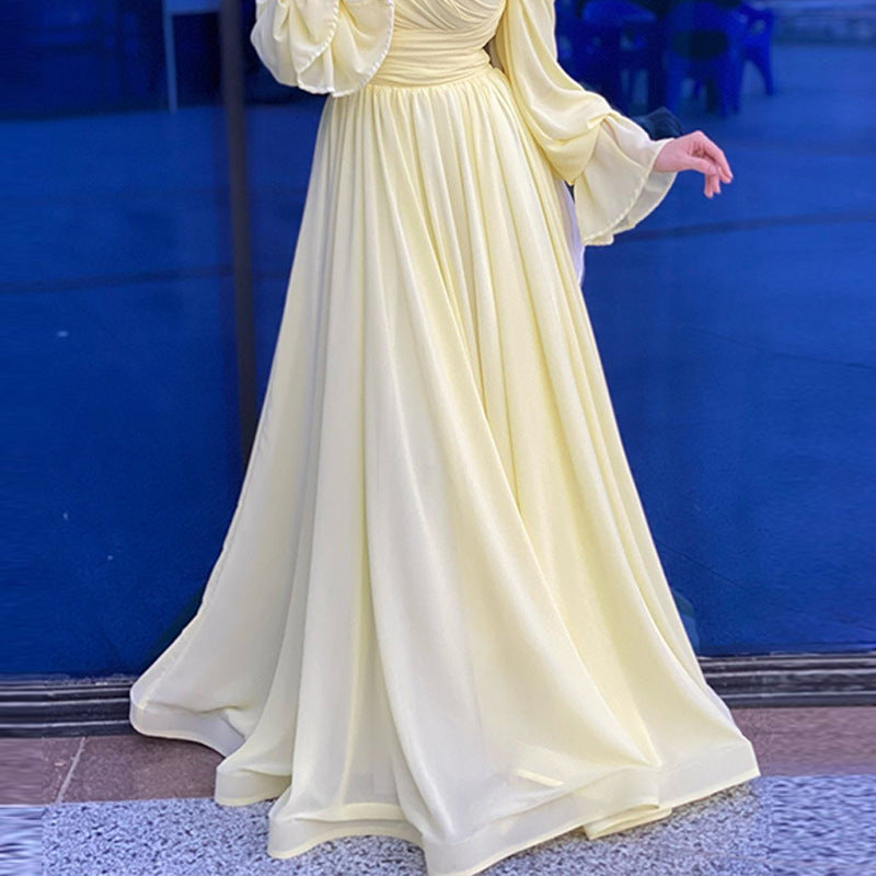 Women's Elegant Pleated Waist Tight Slim Light Dresses