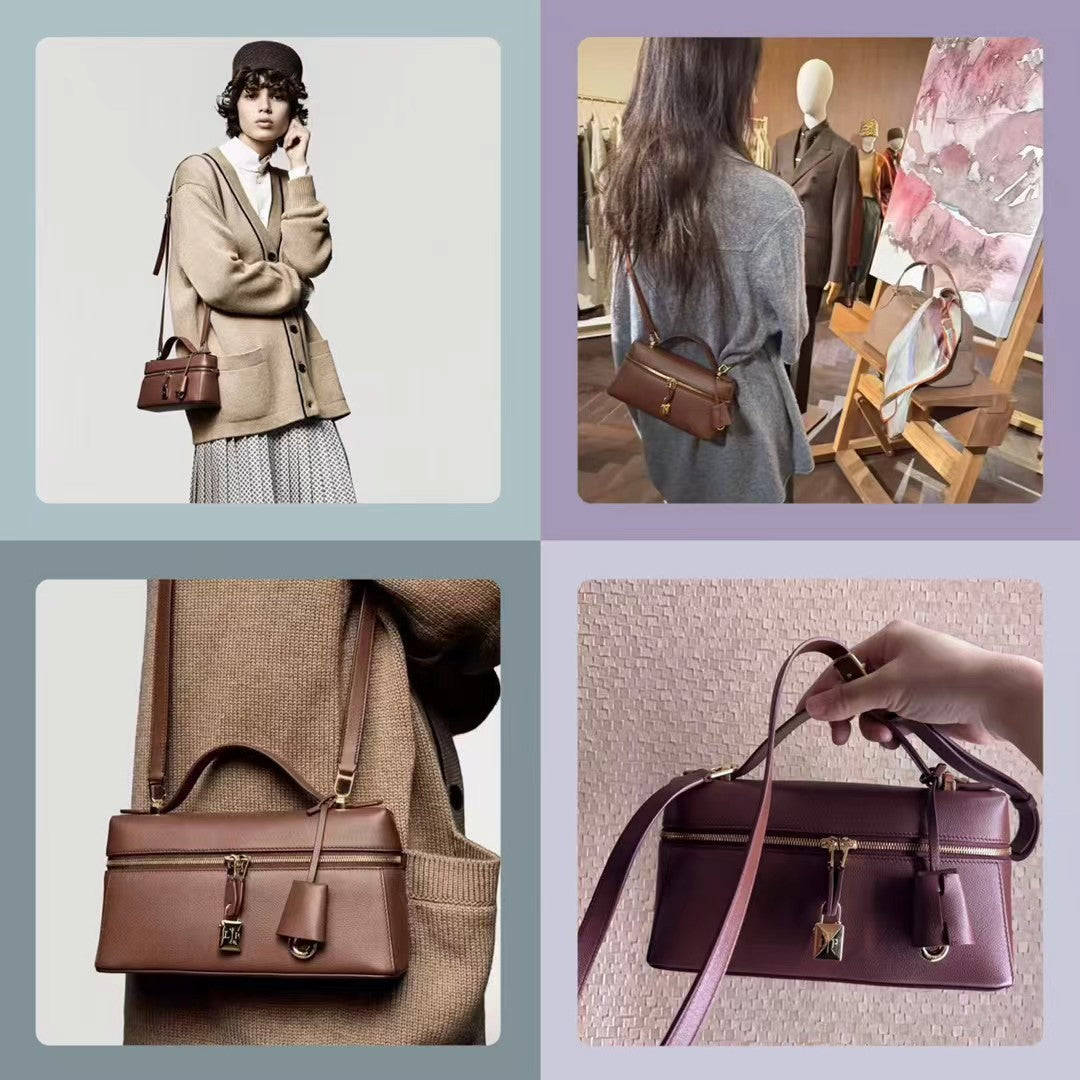 Leather Retro Cowhide Lunch Box Large Bags