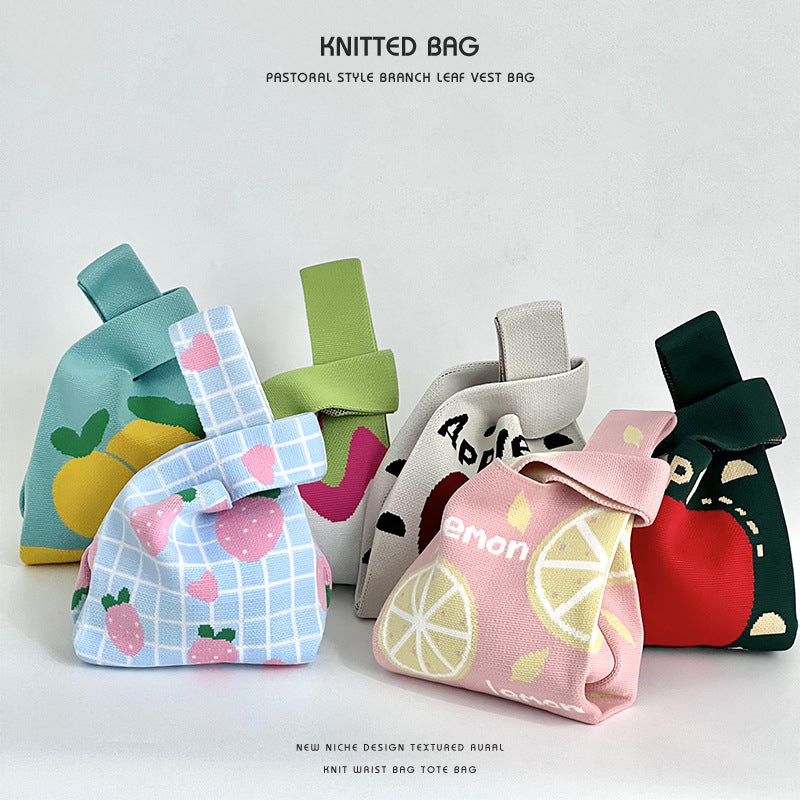 Summer Dopamine Fruit Female Knitted Hand Handbags