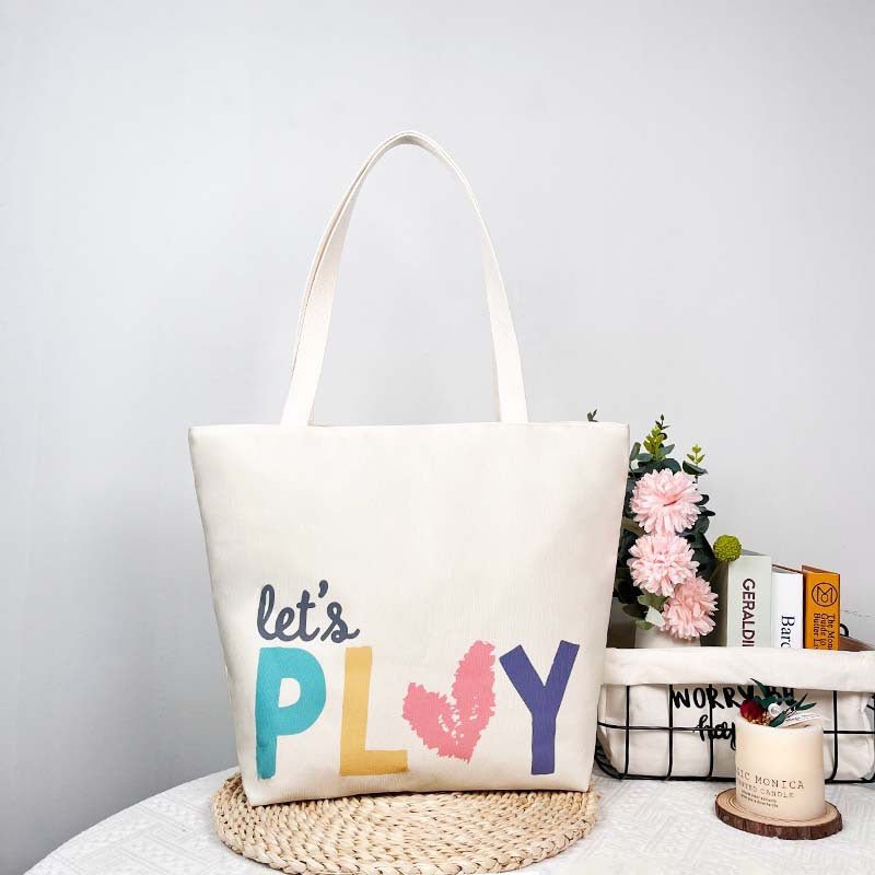 Letter Fashion Artistic Canvas Large Capacity Handbags