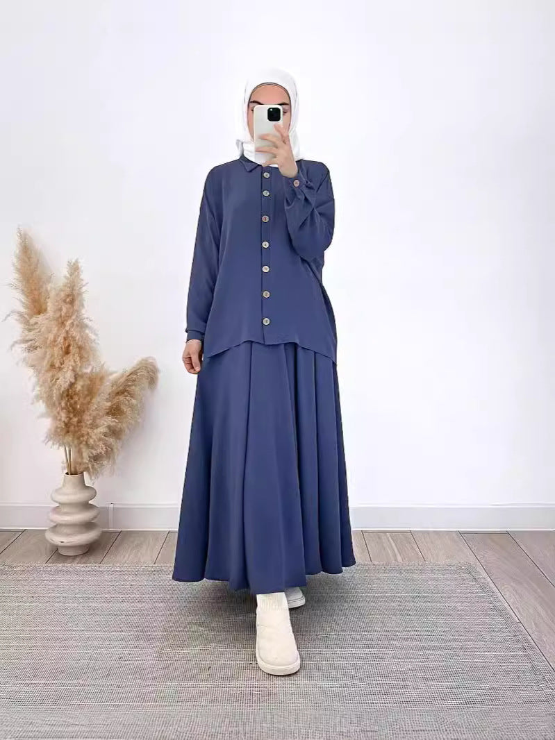 Women's Spring Muslim Loose Long Sleeve Shirt Suits