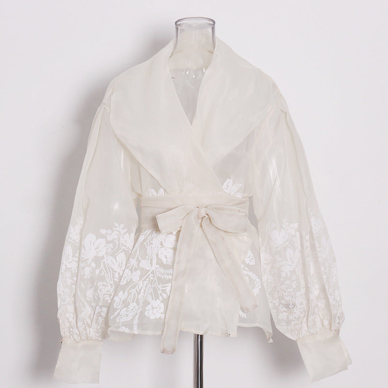 Women's Autumn Vintage Court Style Sexy Collar Blouses