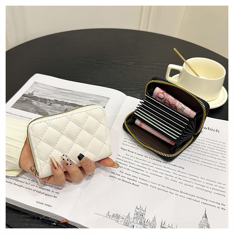 Lambskin Expanding Multiple Slots Swiping Bank Card Holder