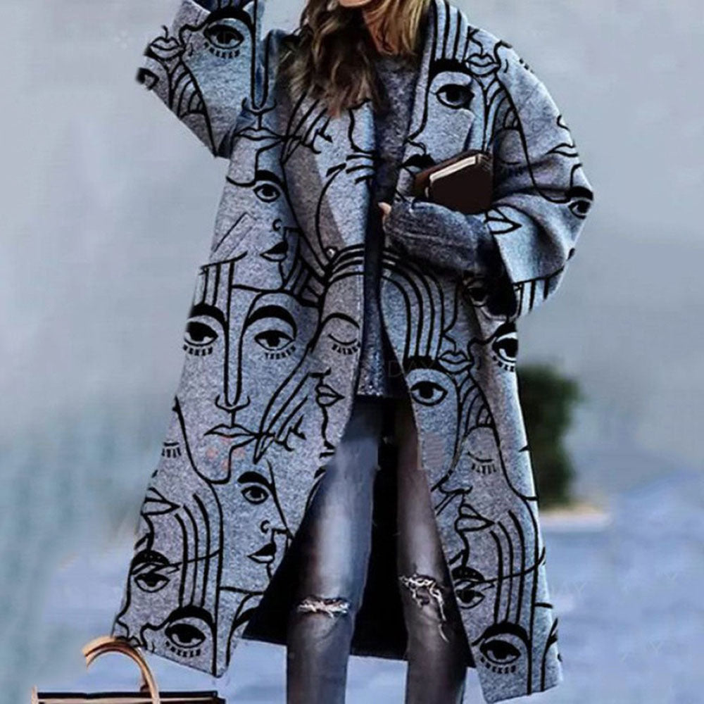 Women's Autumn Color Matching Plaid Long Sleeve Coats