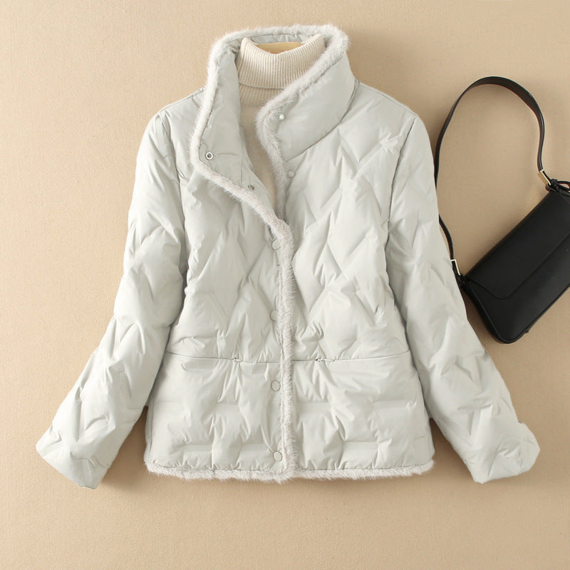 Women's Mink Fur Down Stand Collar Lightweight Jackets