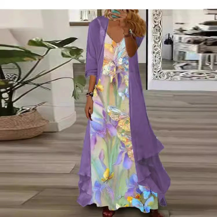 Women's Inner Dress Two-piece Floral Print Dresses