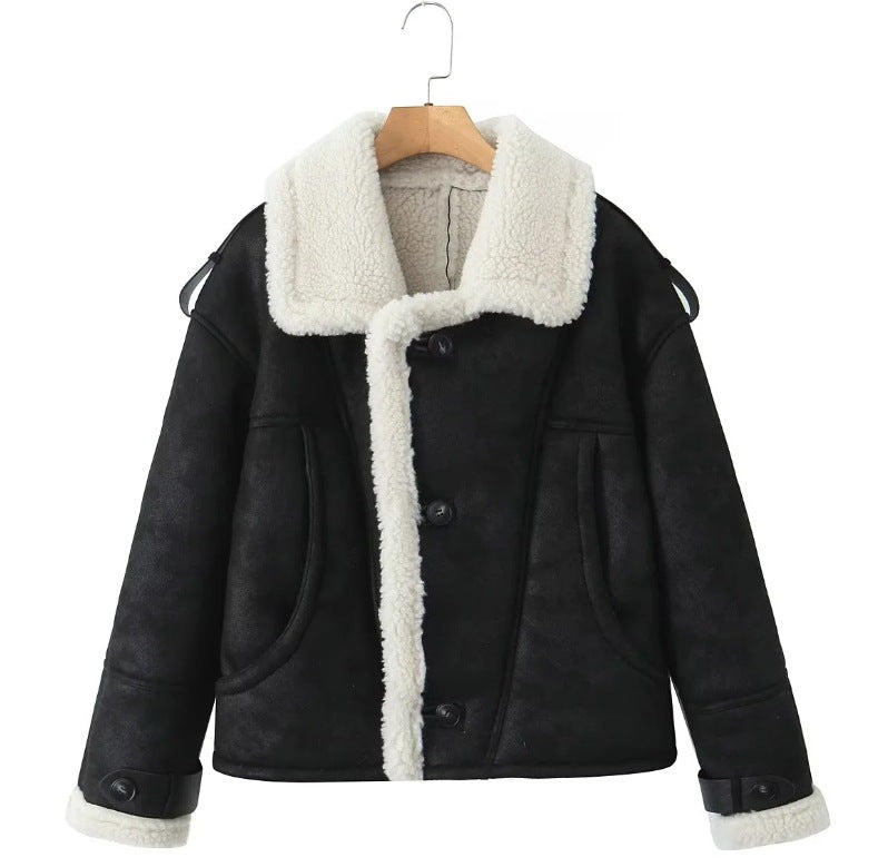 Women's Colors Fur Integrated Lamb Wool Thick Coats