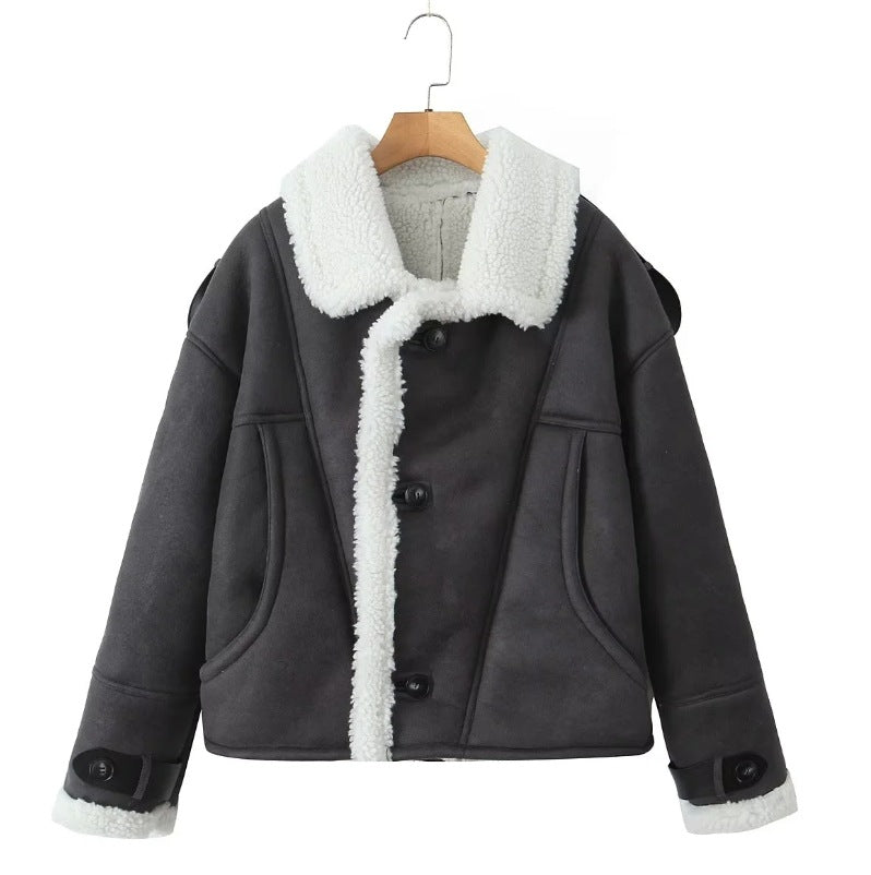 Women's Colors Fur Integrated Lamb Wool Thick Coats