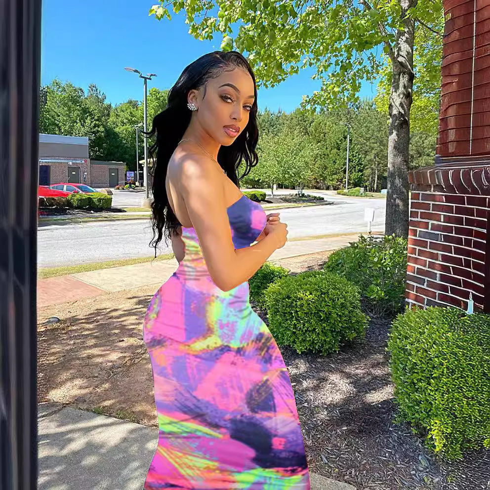 Classic Beautiful Glamorous Women's Colorful Tube Dress