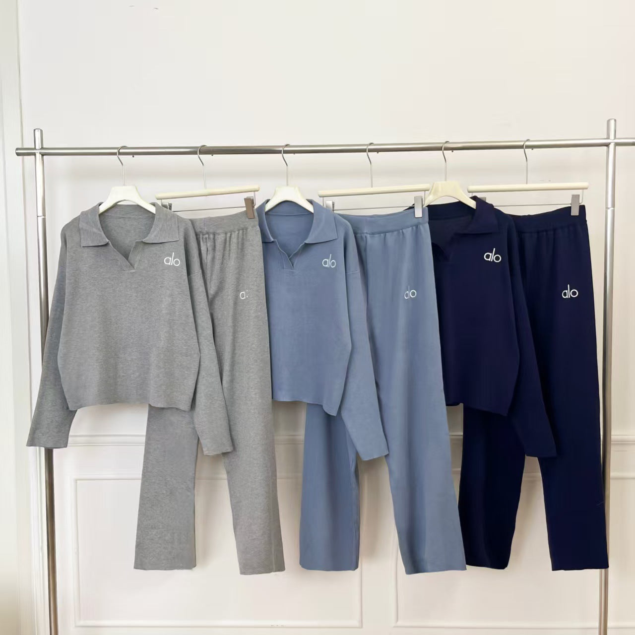 Women's Lapel Knit Casual High Waist Wide Suits