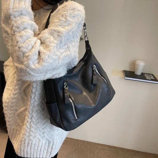 Women's Motorcycle Fashionable Underarm Niche Texture Large Bags