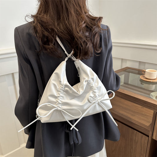 Women's Pleated Bow Trendy Fashion Sweet Leisure Tote Bags