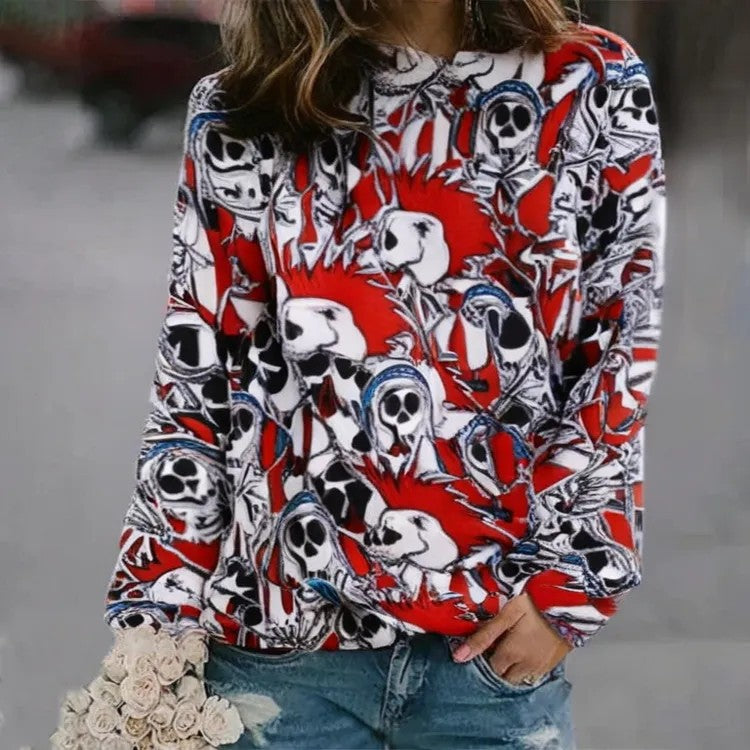 Women's Pattern Pullover Casual Loose Long Sleeve Sweaters