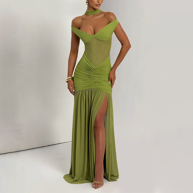 Women's Tube Backless Temperament Mesh Pleated Sexy Tops