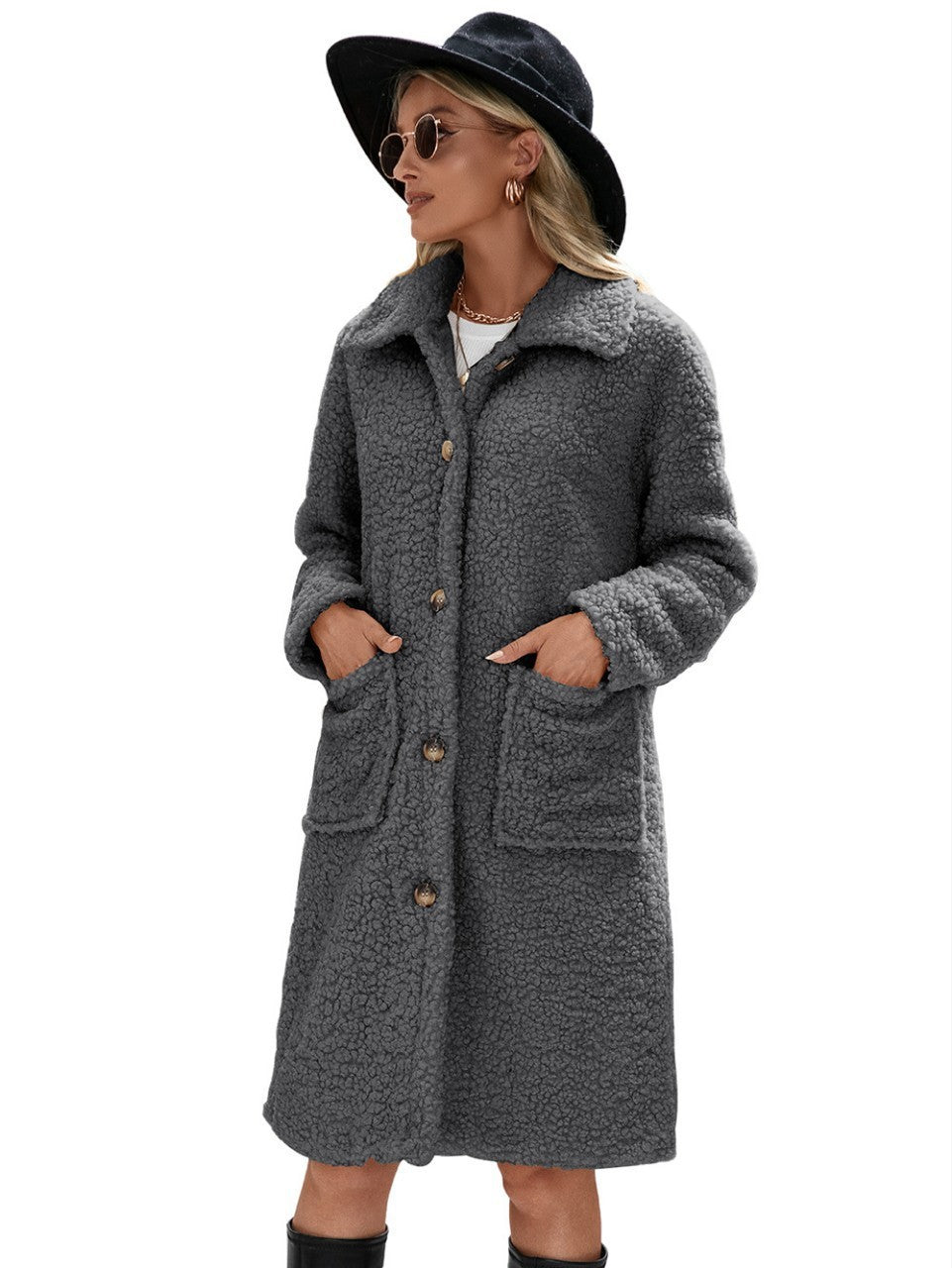 Women's Plush Thickened Single-breasted Lamb Wool Coats
