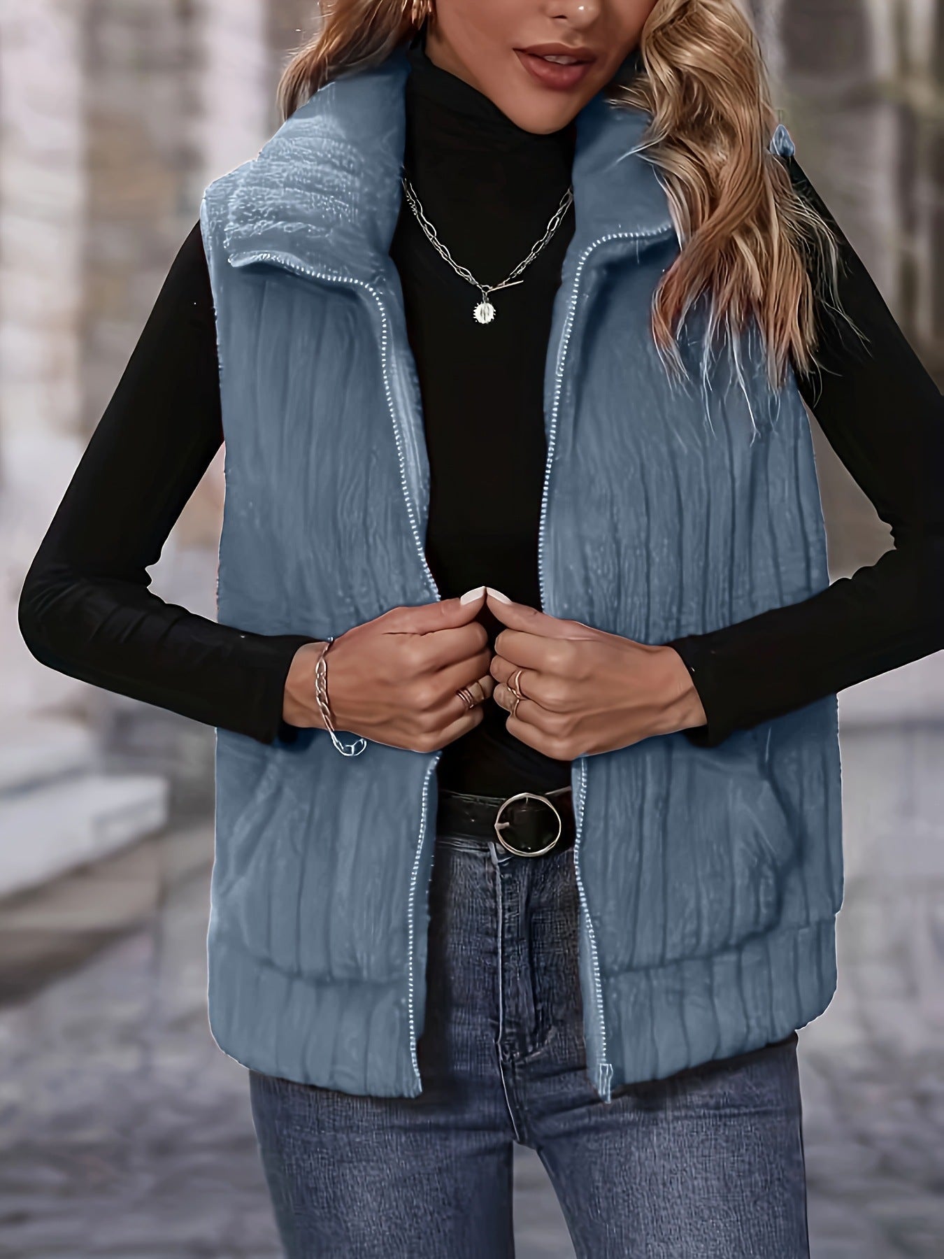 Women's Fashion Temperament Plush Solid Color Female Women's Vest