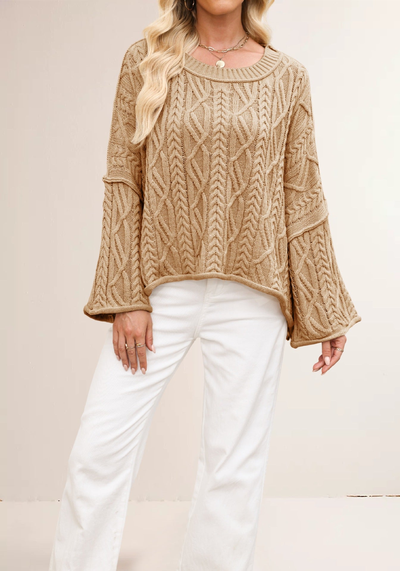 Women's Classy Cable Loose-fitting Solid Color Sweaters