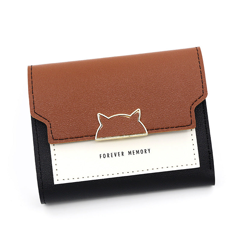 Women's Simple Short Fresh Sweet Leather Patchwork Ladies Wallets