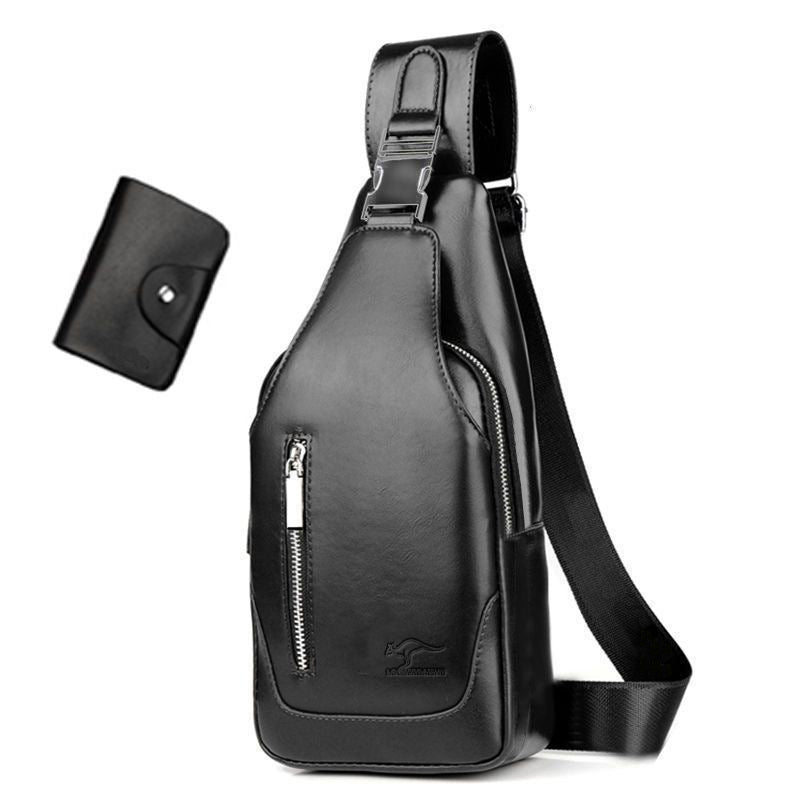 Men's Rechargeable Fashion Leather Waterproof Free Men's Chest Bags