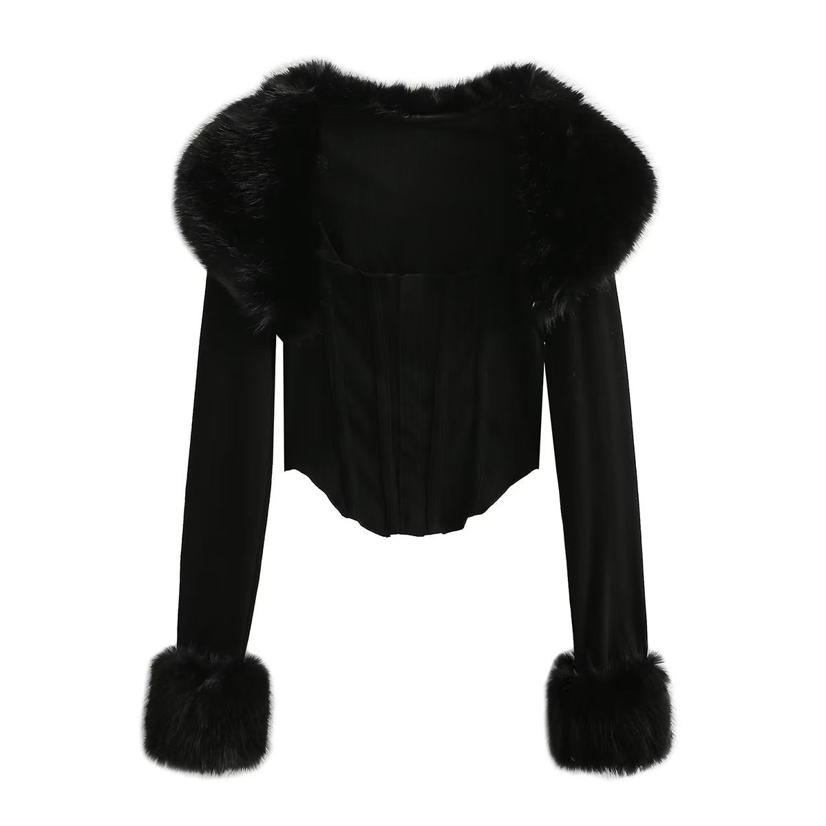 Women's Slim Fit Two-piece Set Furry Coats