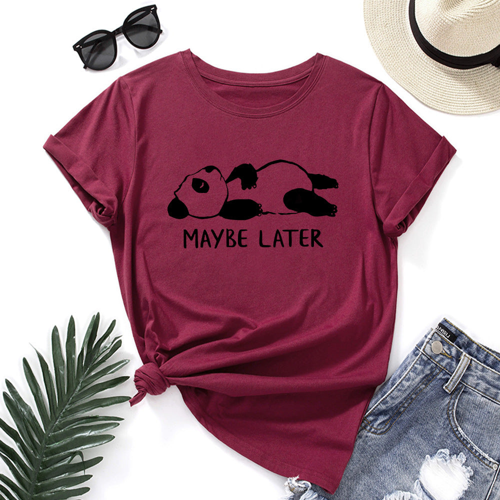 Women's Leisure Panda Printing Loose Round Neck Shorts