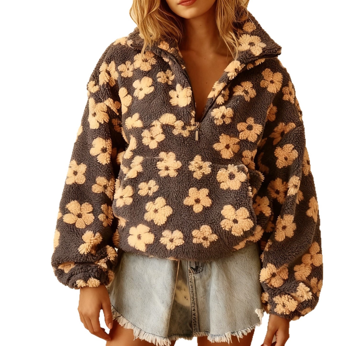 Women's Pullover Midi Dress Bohemian Printed Sleeve Sweaters