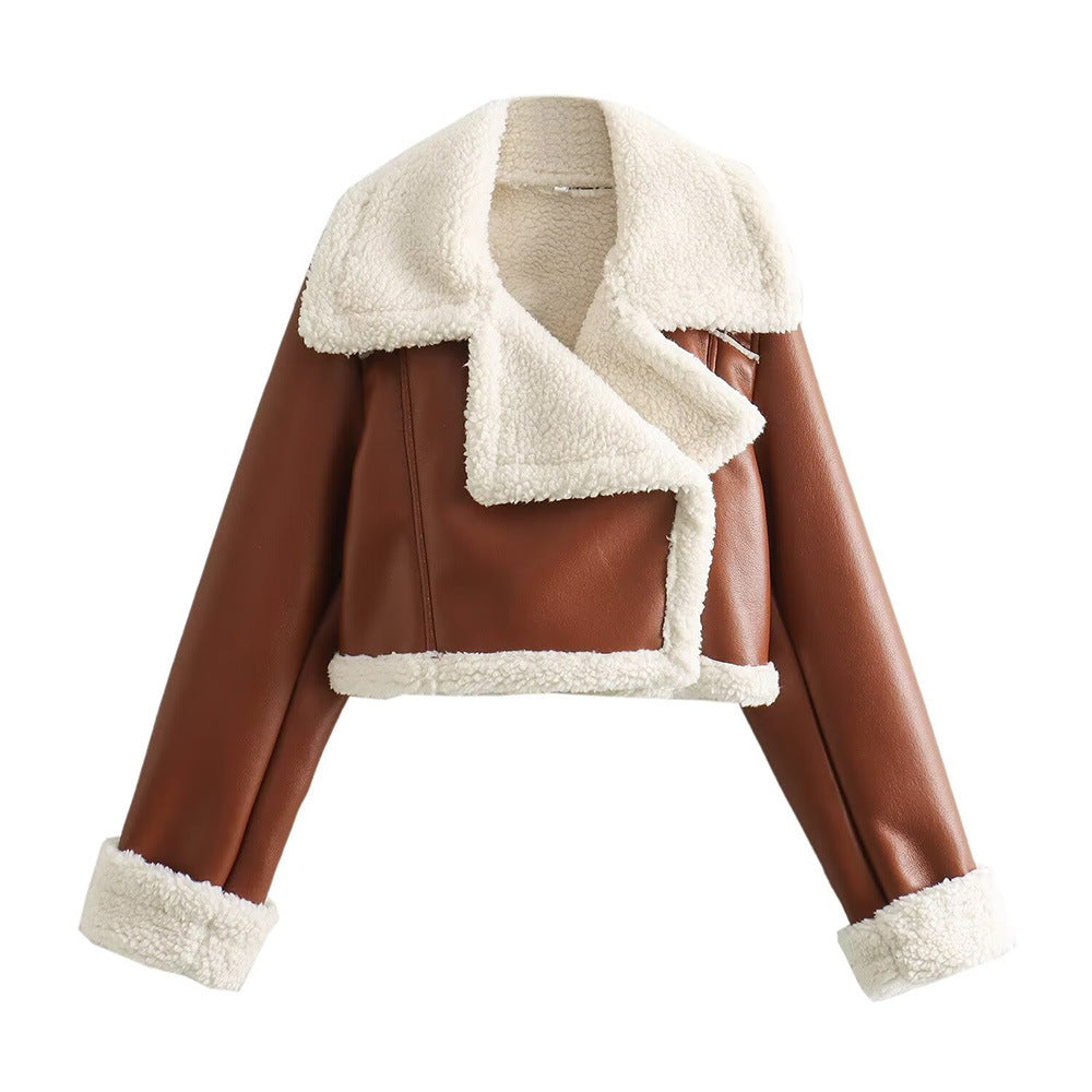 Women's Versatile Lapel Side Zipper Flight Jackets