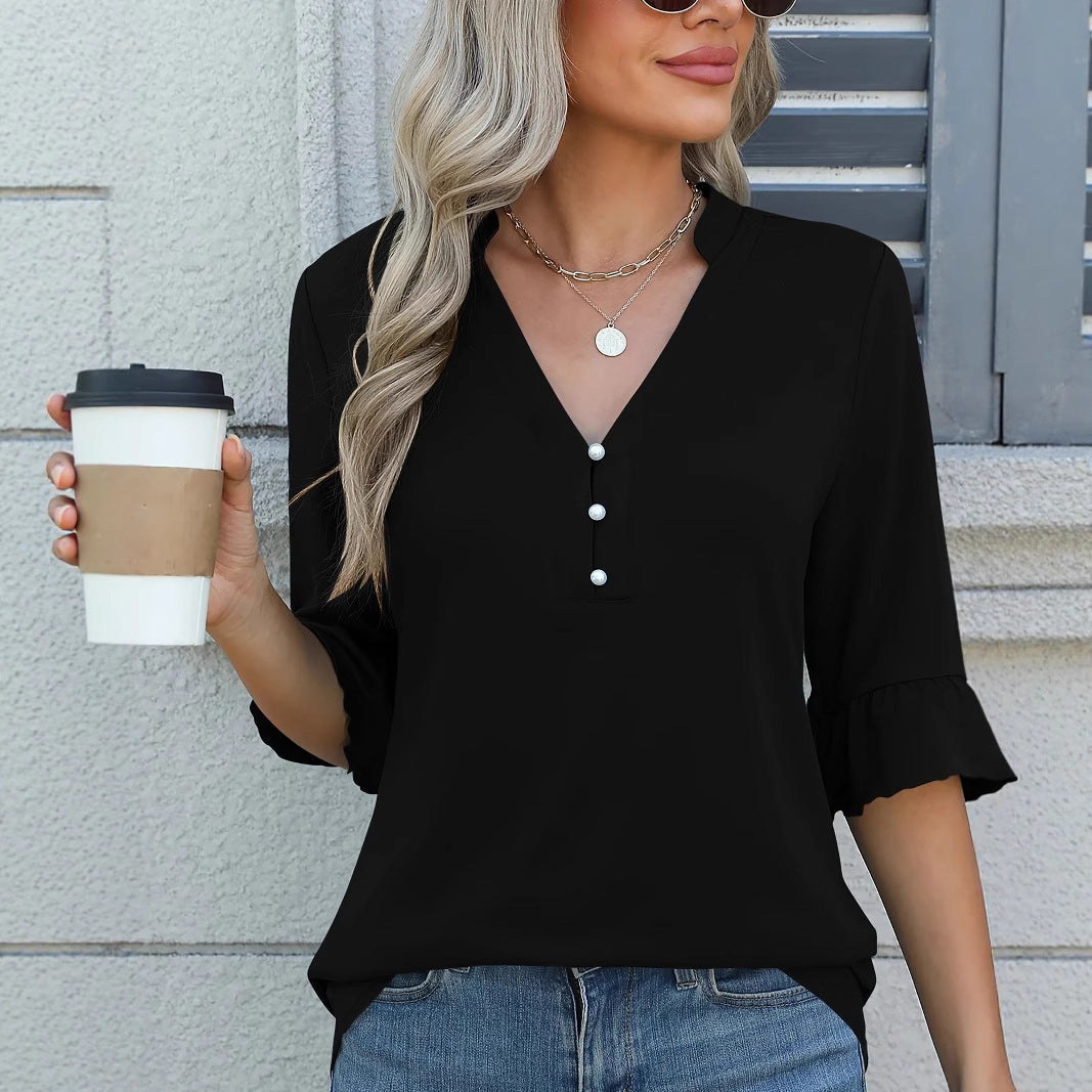 Women's Solid Color Ladies Fashion Shirt Women's T-shirt