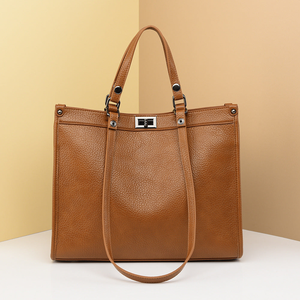 Women's Lychee Pattern Large Capacity Retro Tote Bags