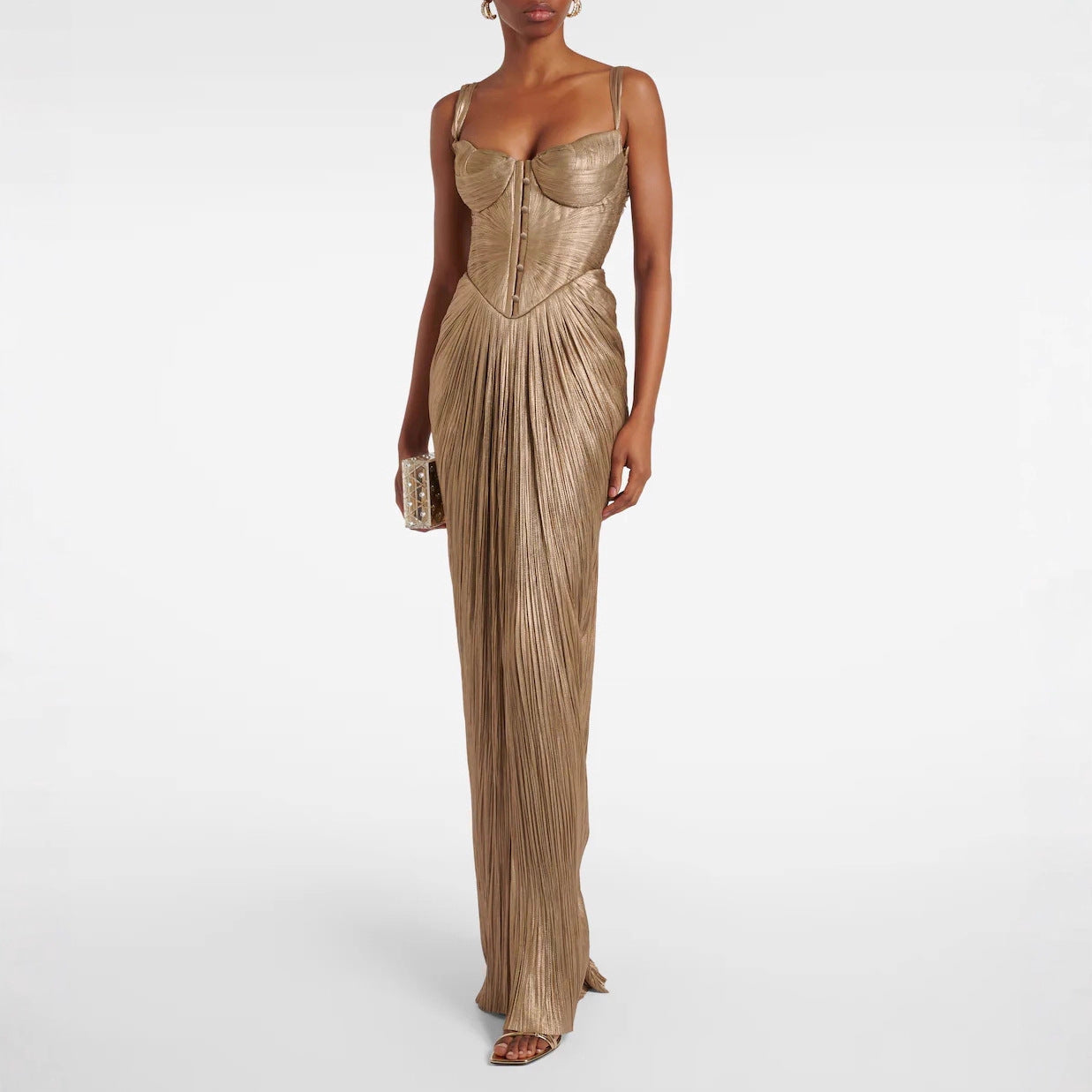 Women's Pleated Bronzing Dress Casual Party Split Dresses
