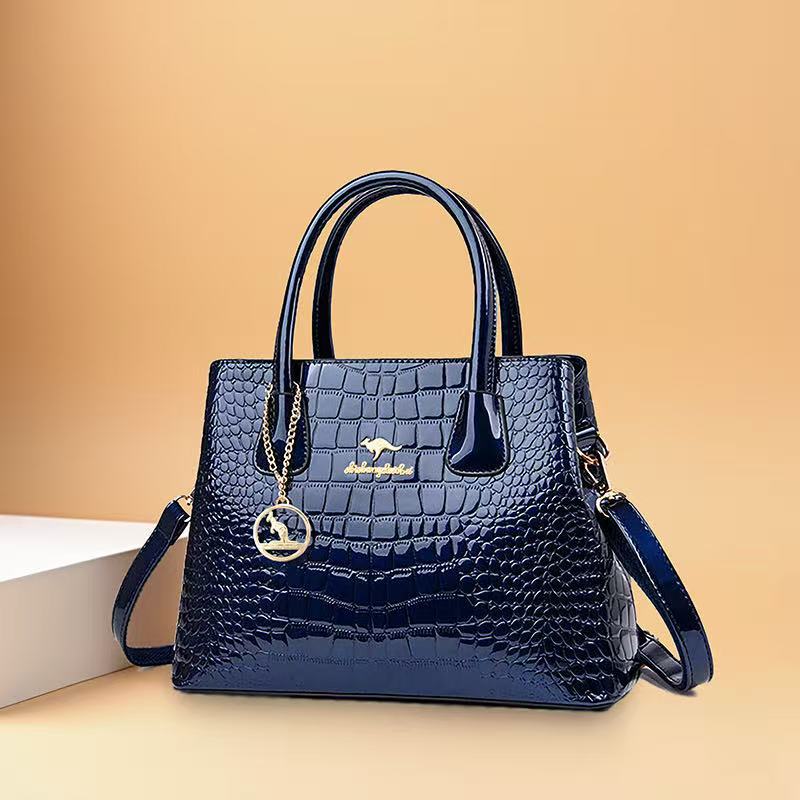 Classic Women's Kangaroo Patent Leather Glossy Handbags