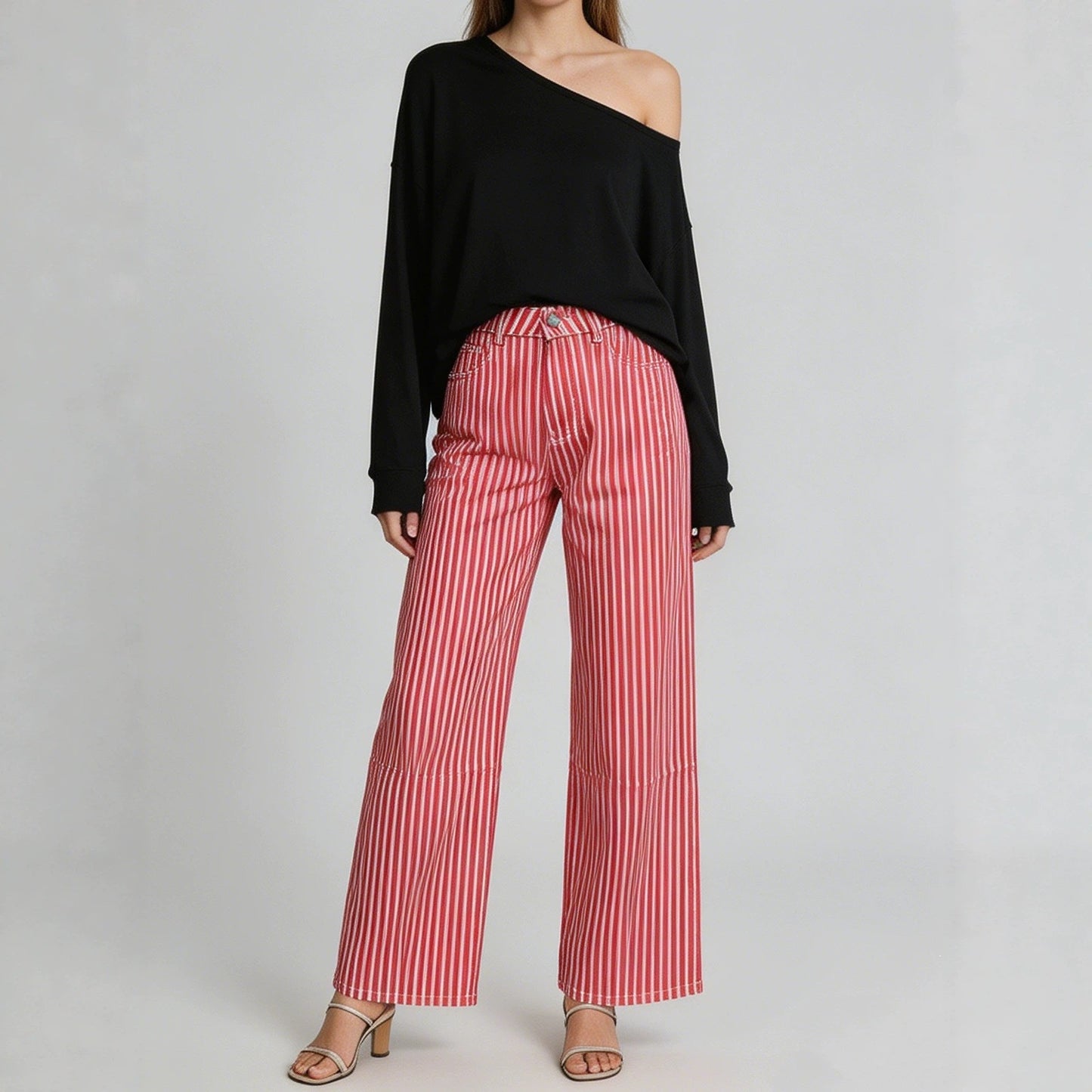 Innovative Source Stripe Fashion Design Casual Women's Jeans