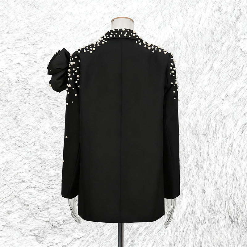 Luxury Style High-grade Beaded Three-dimensional Flower Blazers