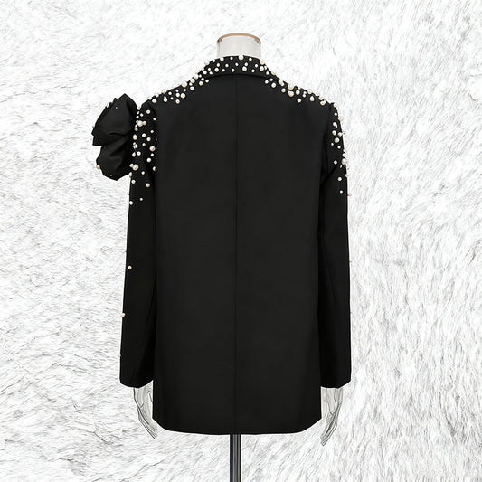 Luxury Style High-grade Beaded Three-dimensional Flower Blazers