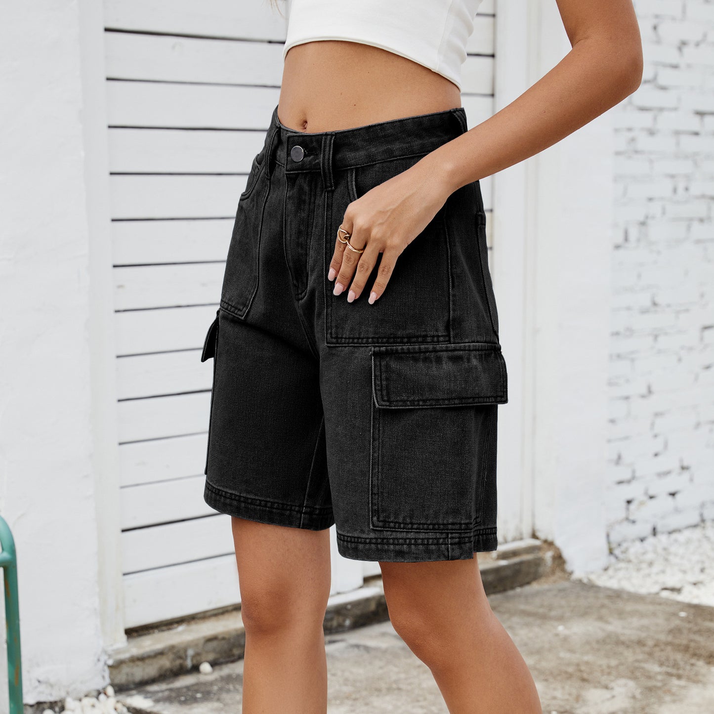 Women's Summer Street Hipster Washed Overalls Denim Women's Jeans