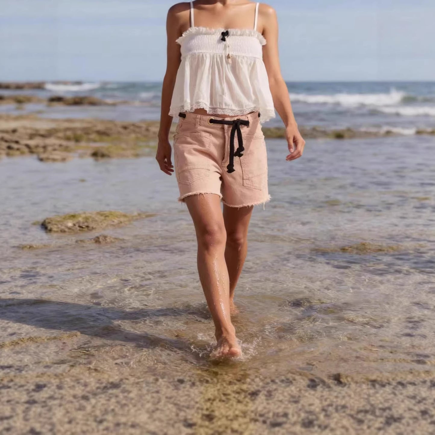 Women's Ripped Stretch Washed Fashionable Casual Worn Shorts