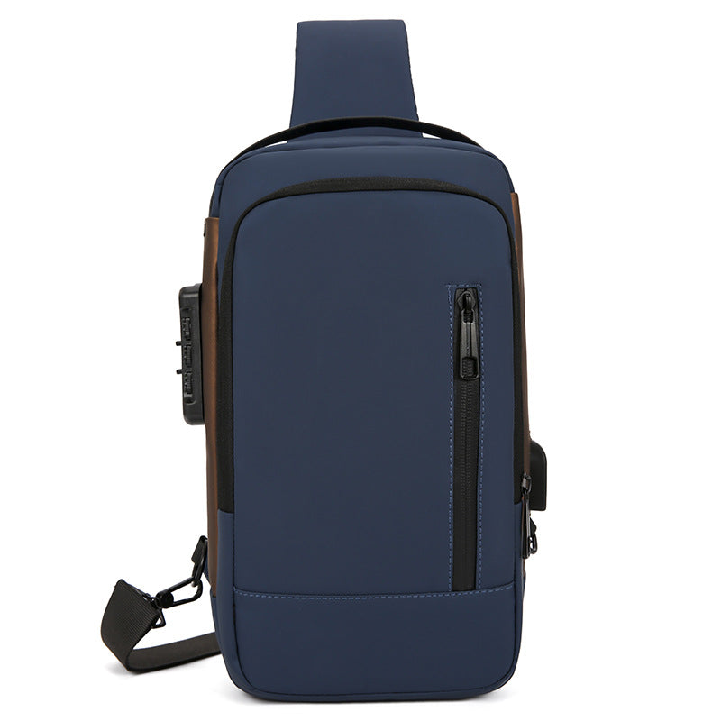 Men's Password Motorcycle Multifunctional Large Capacity Rechargeable Men's Chest Bags