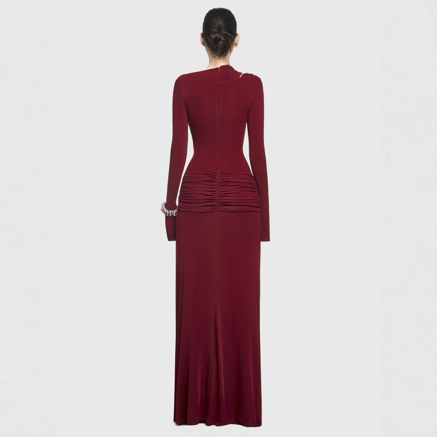 Women's Simple Solid Color Round Neck Long Dresses