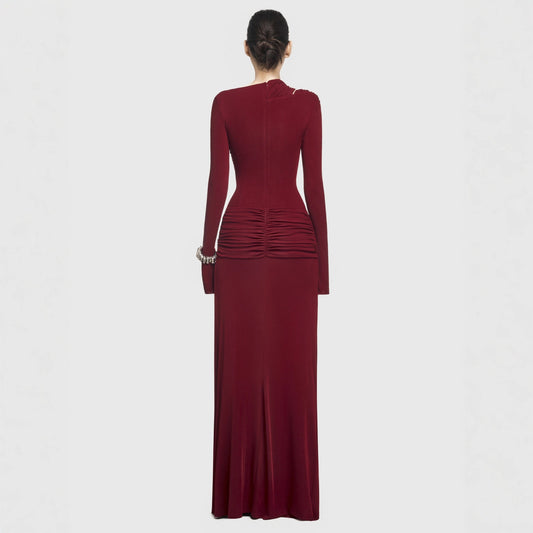 Women's Simple Solid Color Round Neck Long Dresses