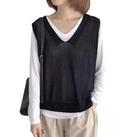 Women's Casual Outerwear Sleeveless Bandage Dress Loose Thin Vests