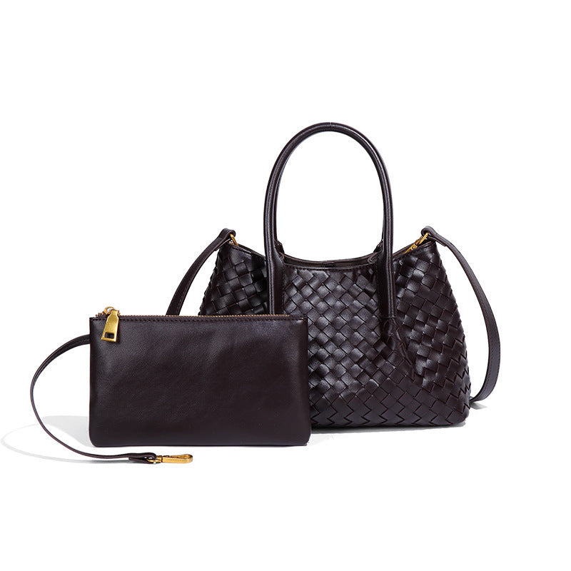 Women's Hand-woven Genuine High Texture Large Capacity Commute Handbags