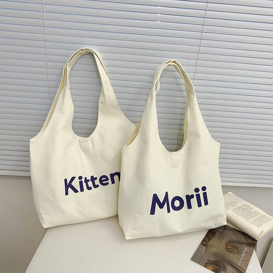 Women's Letter Canvas Korean Fashion Portable Large Bags