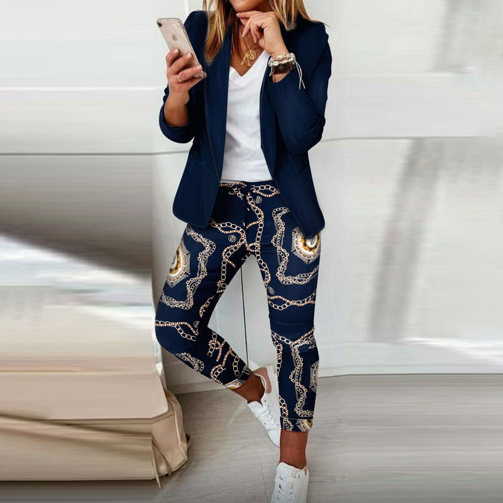 Women's Fashion Printed Long-sleeved Casual Small For Suits