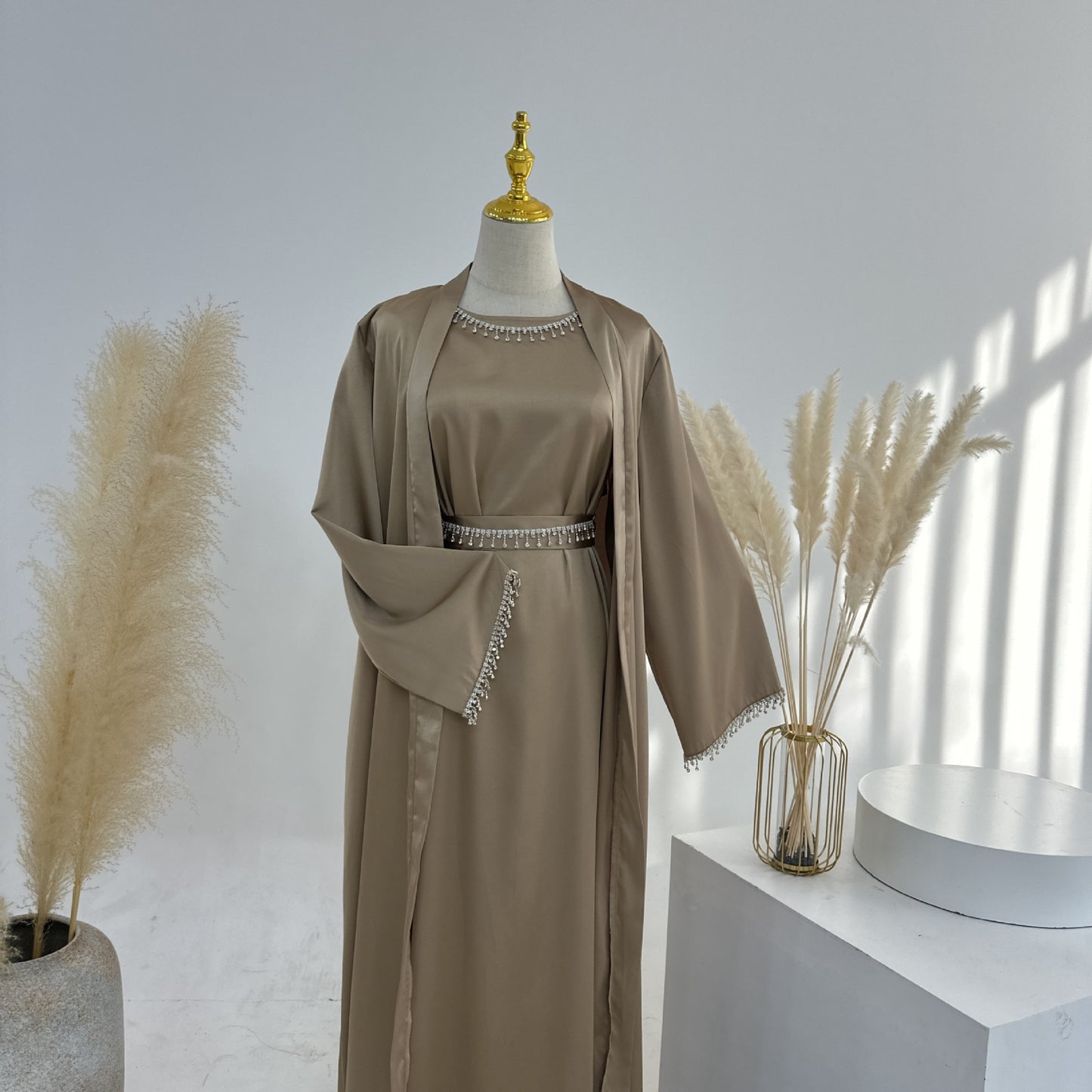 Solid Color Beading Dress Crystal Chain Dresses