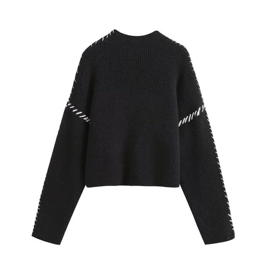 Women's Pullover Lazy Fashion Color Contrast Stitching Knitwear