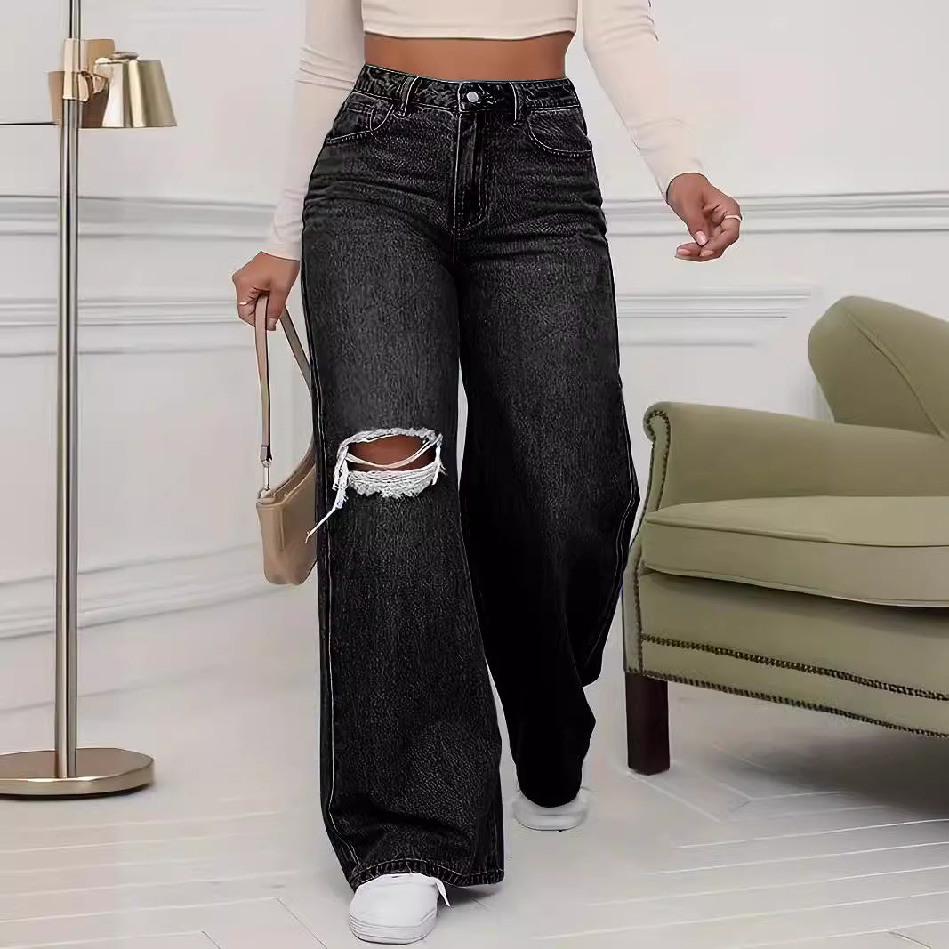 Women's South America Ripped Trousers Versatile Classic Jeans