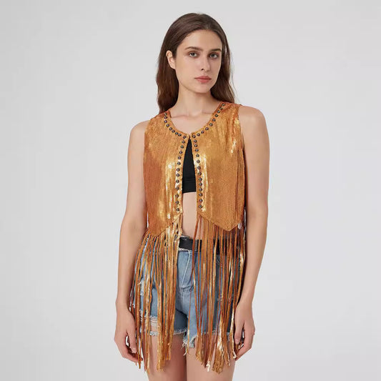 Women's Versatile Sequin Tassel Carnival For Vests