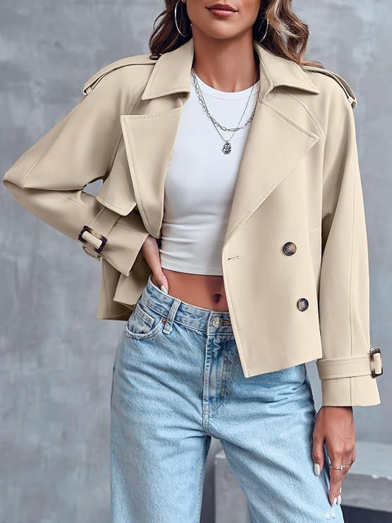 Women's Double Breasted Trench Fashion Long Sleeve Coats
